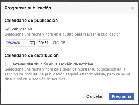 Calendario de post Facebook